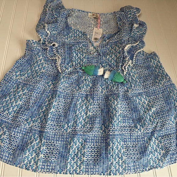 Vineyard Vines Tops - Vineyard Vines Ruffle Sleeve Swing Top Patchwork Tassel Womens XL NEW 749